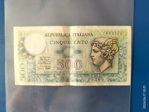 Carta moneta 500 - , lire