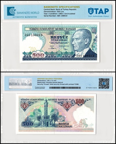 Turchia 500 lire 1970 1983 - 500, (1983