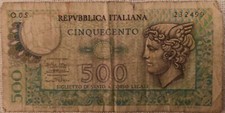 Banconata da 500 Lire di carta